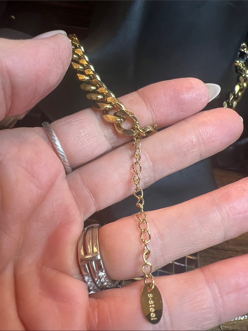 Gold-Tone Double G Cuban Link Necklace - Picture 6 of 8